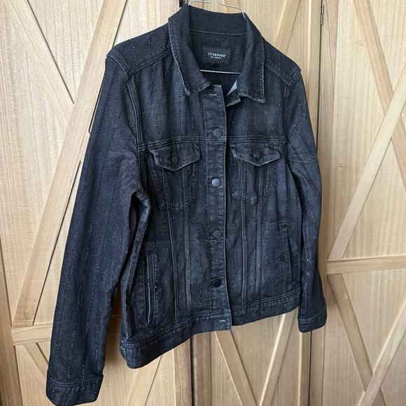 Embellished Liverpool Los Angeles LM1004R8 Classic Jean Jacket, Black, Large - Picture 6 of 14